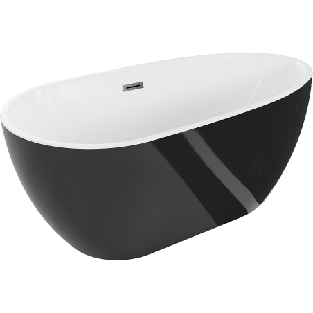 Mexen Eos voľne stojaca vaňa 170 x 75 cm, biela/čierna, prepad gun metal - 52471707575-95