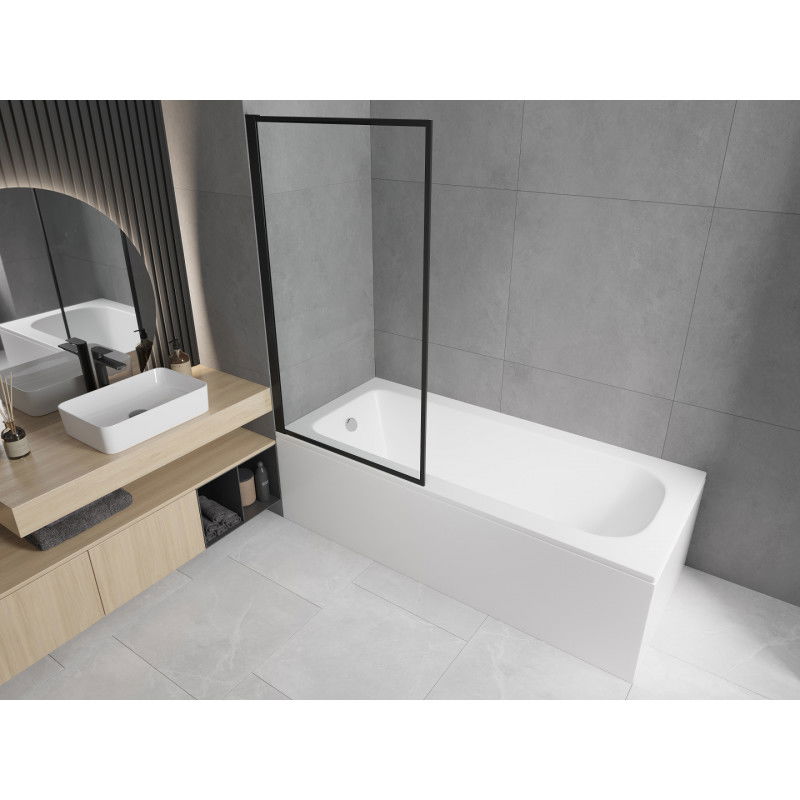 Mexen Vega obdĺžniková vaňa 180 x 80 cm s krytom a 1-krídlovou zástenou 80 cm, čierny vzor - 550118080X9308017070