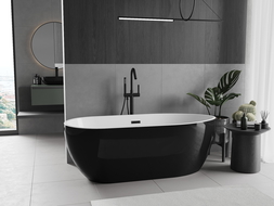 Mexen Eos voľne stojaca vaňa 170 x 75 cm, biela/čierna, čierny prepad - 52471707575-70