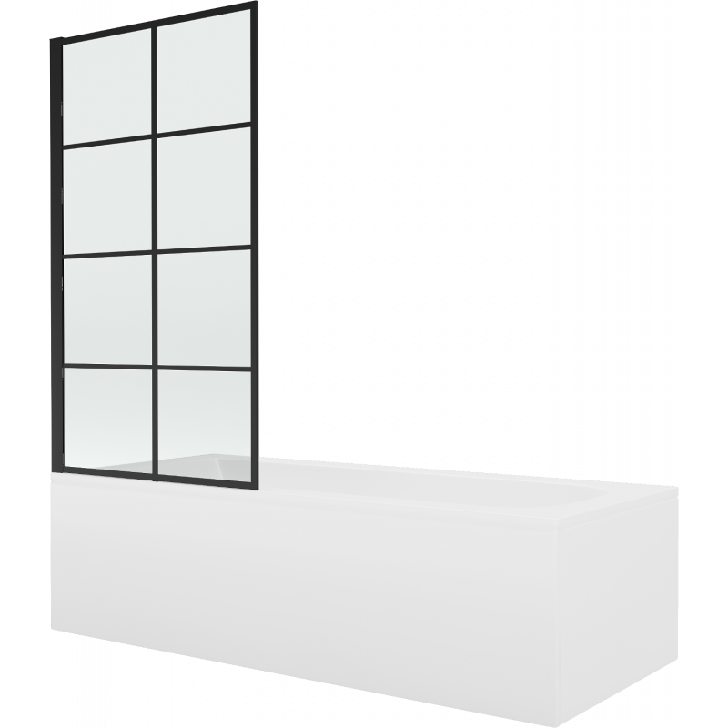 Mexen Vega obdĺžniková vaňa 180 x 80 cm s krytom a 1-krídlovým paravánom 80 cm, čierny vzor - 550118080X9308017077