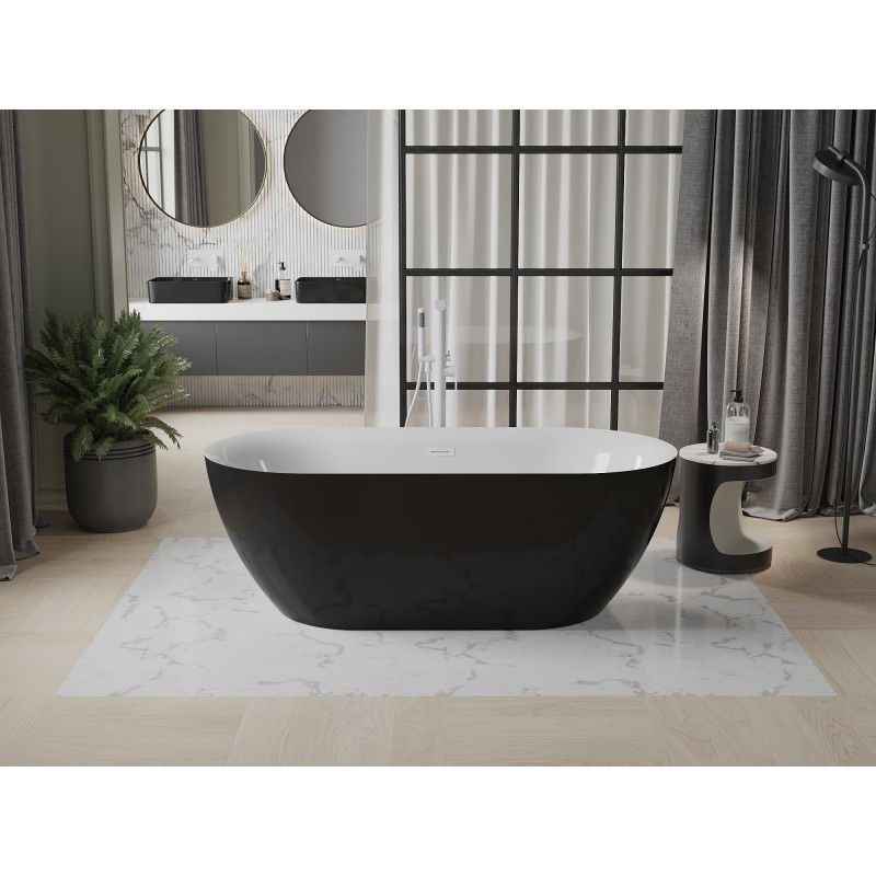 Mexen Roxy voľne stojaca vaňa 170 x 80 cm, biela/čierna, biely preliv - 51201708075-20