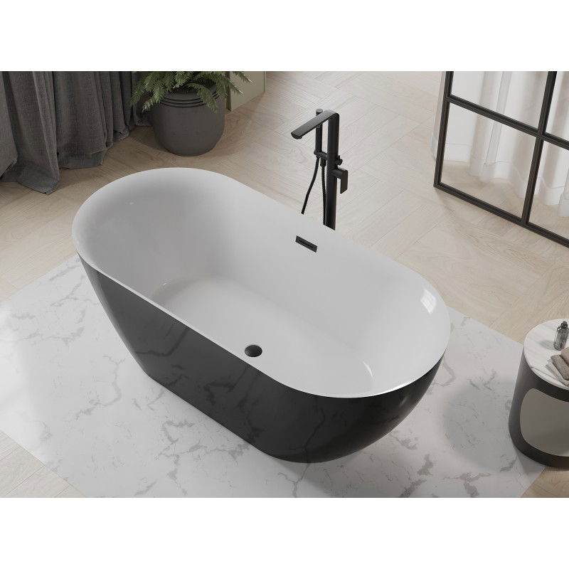 Mexen Roxy voľne stojaca vaňa 170 x 80 cm, biela/čierna, preliv čierny - 51201708075-70