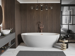 Mexen Bilbao voľne stojaca vaňa 180 x 90 cm, biela, prepad z ružového zlata - 51311809000-60