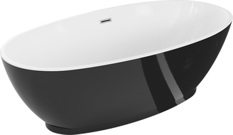 Mexen Bilbao voľne stojaca vaňa 180 x 90 cm, biela/čierna, preliv chróm - 51311809075-01