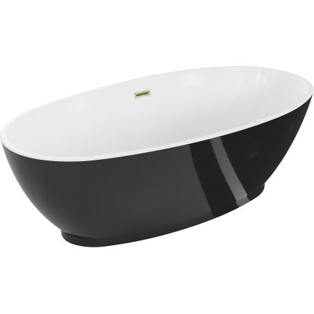 Mexen Bilbao voľne stojaca vaňa 180 x 90 cm, biela/čierna, prepad zlatý kartáčovaný - 51311809075-55