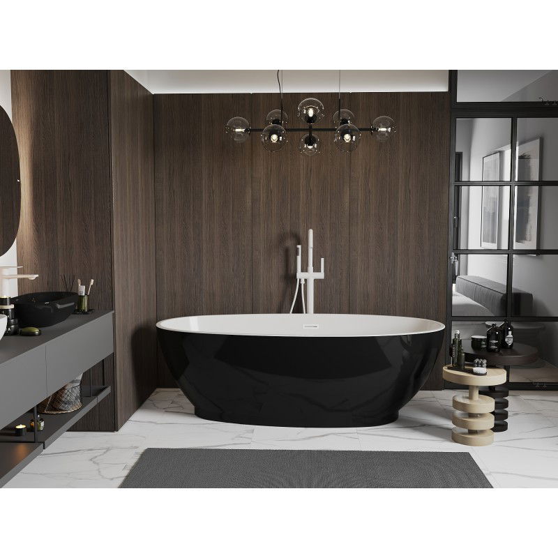 Mexen Bilbao voľne stojaca vaňa 180 x 90 cm, biela/čierna, prepad biely - 51311809075-20