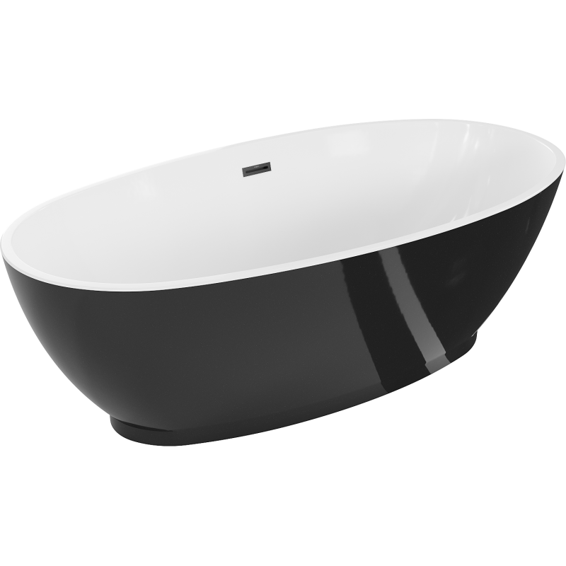 Mexen Bilbao voľne stojaca vaňa 180 x 90 cm, biela/čierna, prepad čierny - 51311809075-70