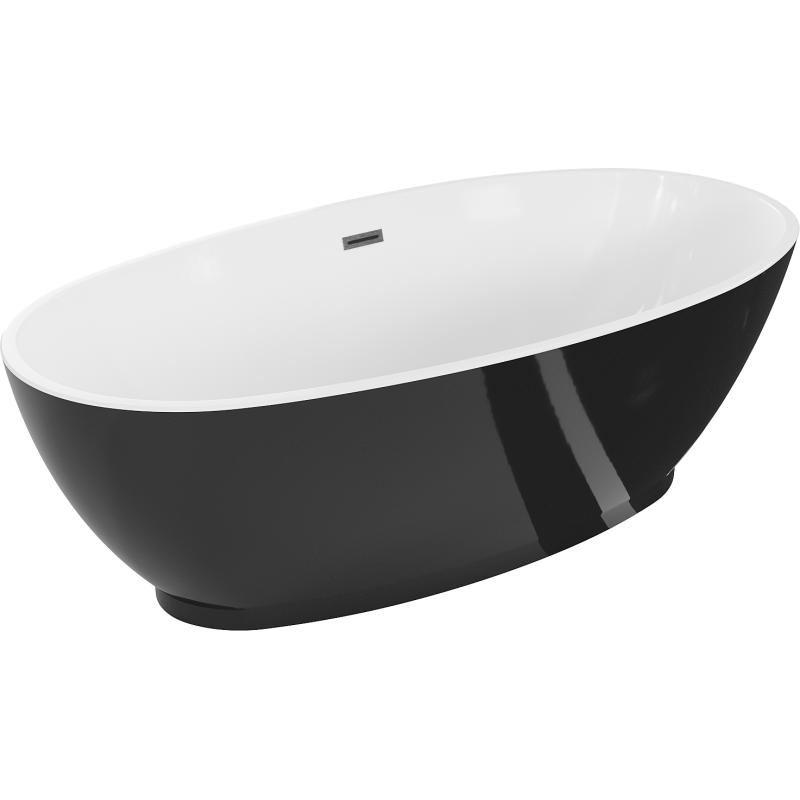 Mexen Bilbao voľne stojaca vaňa 180 x 90 cm, biela/čierna, prepad gun gray brúsený - 51311809075-66