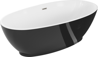 Mexen Bilbao voľne stojaca vaňa 180 x 90 cm, biela/čierna, prepad brúsený nikel - 51311809075-97