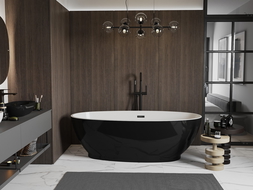 Mexen Bilbao voľne stojaca vaňa 180 x 90 cm, biela/čierna, prepad čierny - 51311809075-70