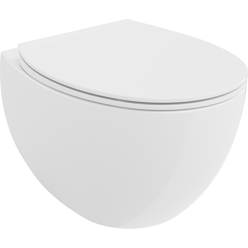 Mexen Egg WC misa Rimless s pomaly uzatvárateľným slim sedadlom, duroplast, biely lesk - 30245000