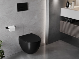 Mexen Egg WC misa Rimless s pomaly uzatvárateľným sedadlom slim, duroplast, čierna matná - 30245070