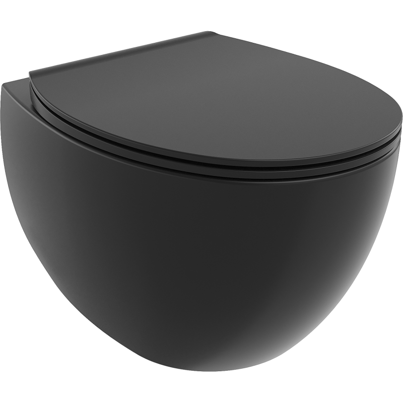 Mexen Egg WC misa Rimless s pomaly uzatvárateľným sedadlom slim, duroplast, čierna matná - 30245070