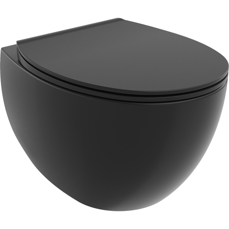 Mexen Egg WC misa Rimless s pomaly uzatvárateľným sedadlom slim, duroplast, čierna matná - 30245070