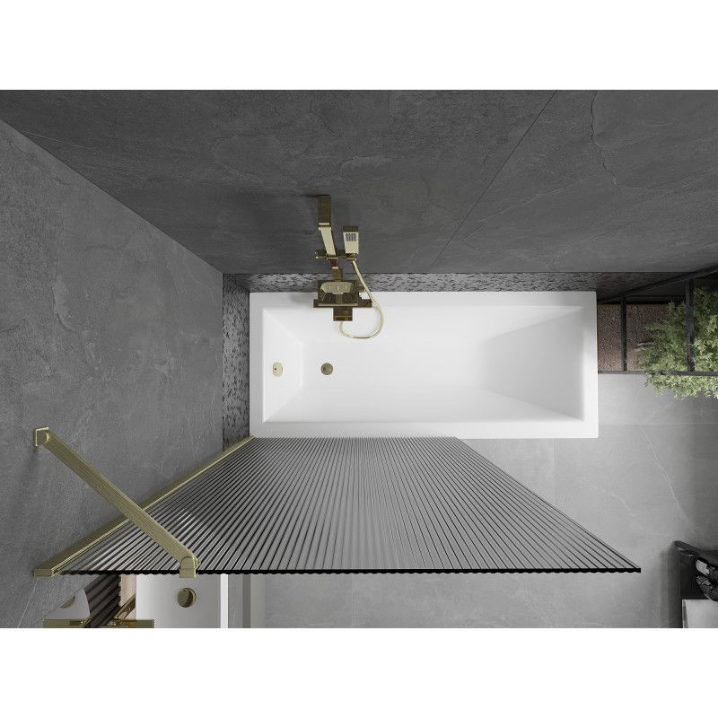 Mexen Next sprchový záves 1-krídlový 100 x 150 cm, prúžky, zlatý brúsený - 895-100-000-00-09-55