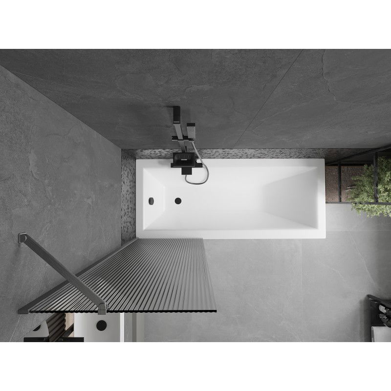 Mexen Next vaňová zástena 1-krídlová 60 x 150 cm, prúžky, gun gray brúsený - 895-060-000-00-09-66