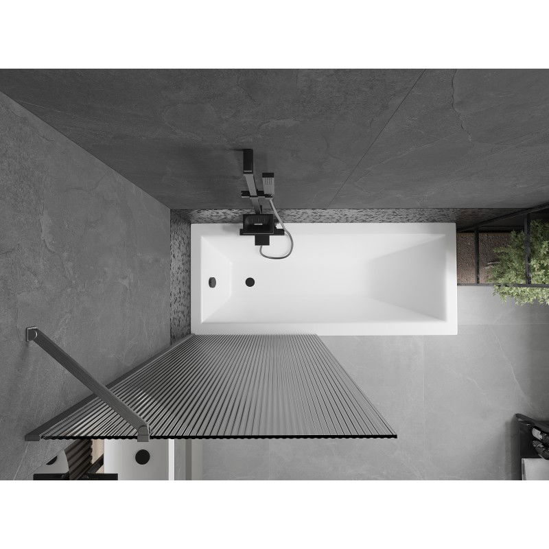 Mexen Next kúpeľňová zástena 1-krídlová 80 x 150 cm, prúžky, brúsená sivá - 895-080-000-00-09-66