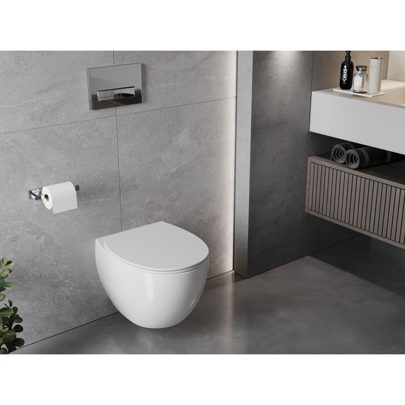 Mexen Egg WC misa Rimless s doskou s tichým zatváraním slim, duroplast, biela lesk - 30245000