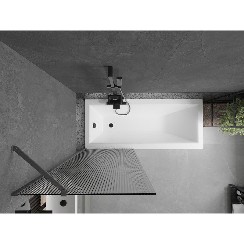 Mexen Next vaňová zástena 1-krídlová 70 x 150 cm, prúžky, gun metal - 895-070-000-00-09-95