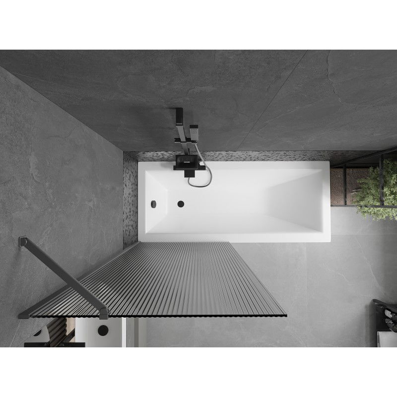 Mexen Next vaňová zástena 1-krídlová 80 x 150 cm, prúžky, gun metal - 895-080-000-00-09-95