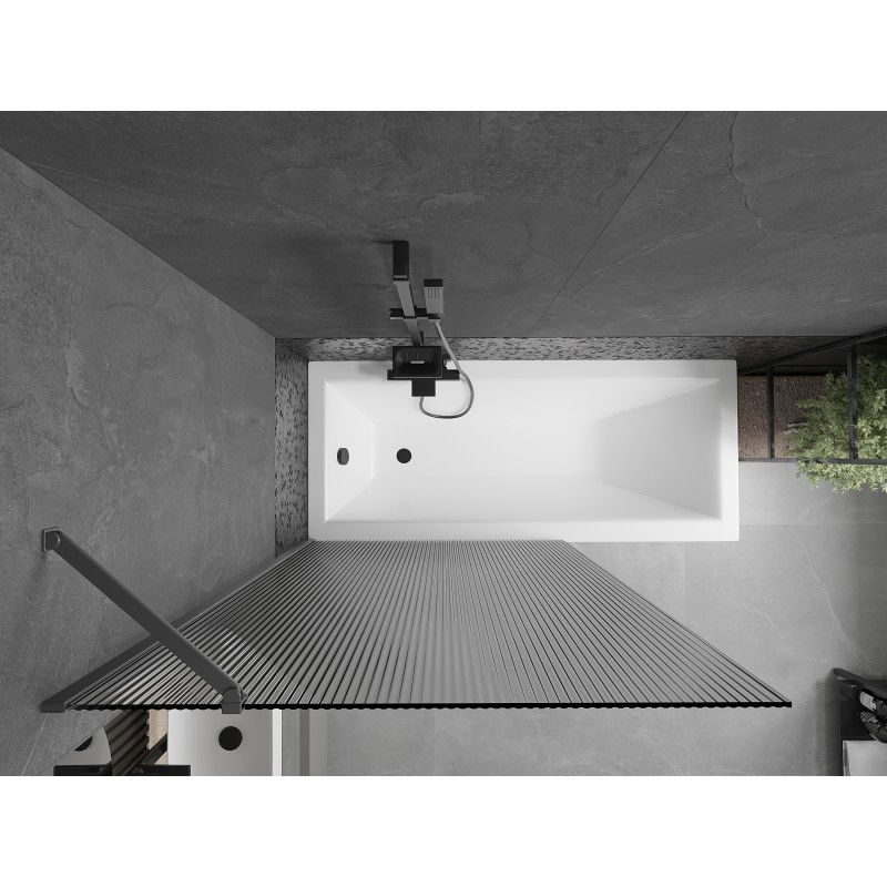 Mexen Next vanová zástěna 1-krídlová 100 x 150 cm, prúžky, gun metal - 895-100-000-00-09-95