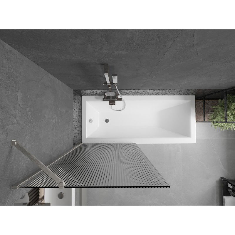 Mexen Next vaňová zástena 1-krídlová 80 x 150 cm, prúžky, brúsený nikel - 895-080-000-00-09-97