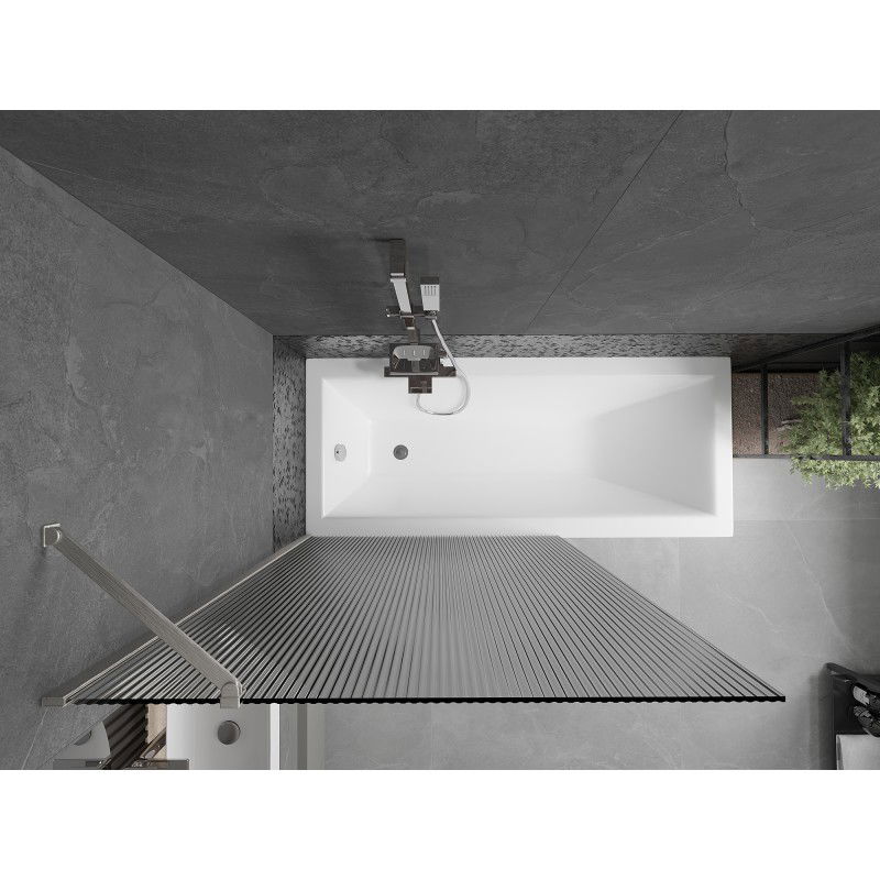 Mexen Next vanová zástena 1-krídlová 100 x 150 cm, prúžky, brúsený nikel - 895-100-000-00-09-97