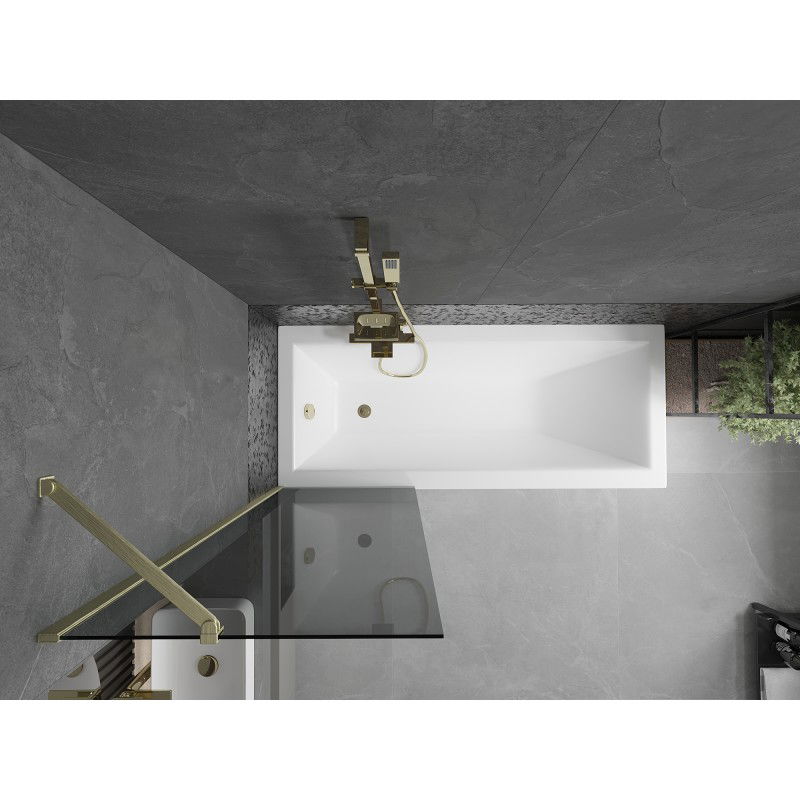 Mexen Next vaňová zástena 1-krídlová 60 x 150 cm, grafit, zlatý brúsený - 895-060-000-00-40-55