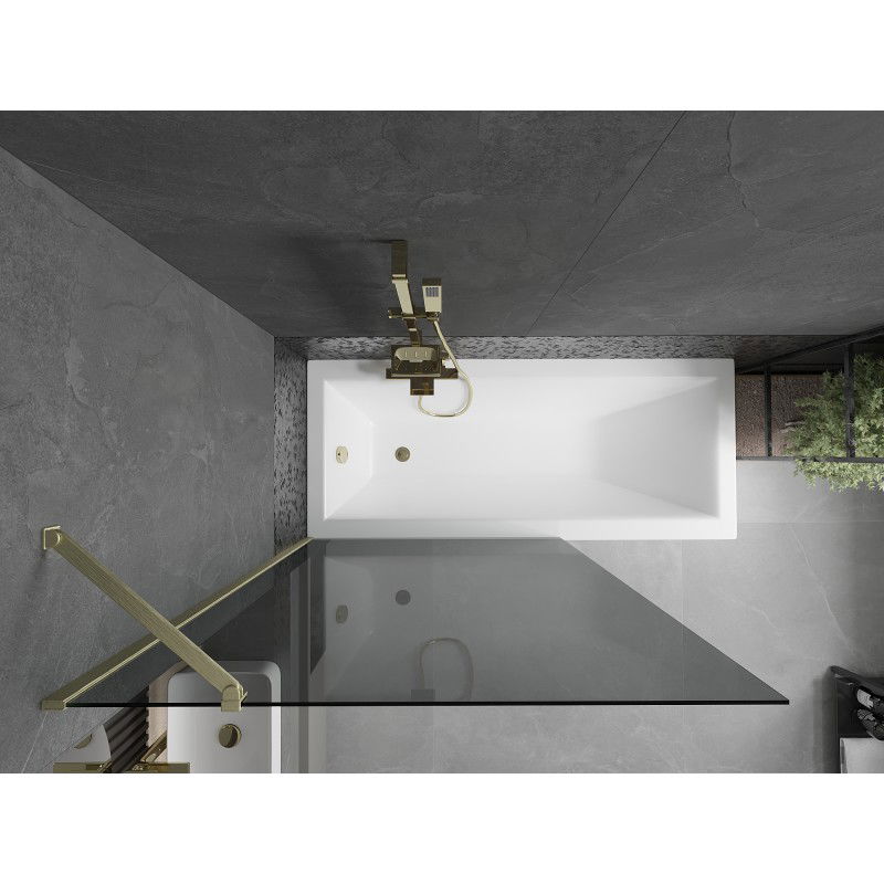 Mexen Next vaňová zástena 1-krídlová 100 x 150 cm, grafit, zlatý brúsený - 895-100-000-00-40-55