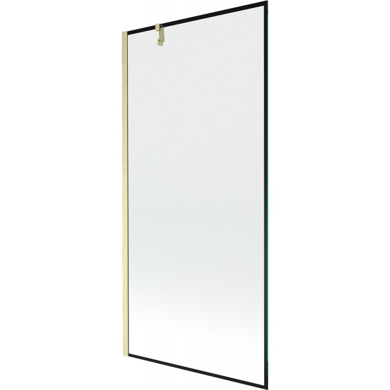 Mexen Next vaňová zástena 1-krídlová 90 x 150 cm, čierny vzor, zlatá kartáčovaná - 895-090-000-00-70-55