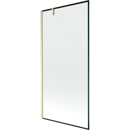 Mexen Next vaňová zástena 1-krídlová 90 x 150 cm, čierny vzor, zlatá kartáčovaná - 895-090-000-00-70-55