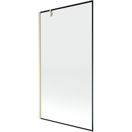 Mexen Next vaňová zástenka 1-krídlová 100 x 150 cm, čierny vzor, zlatý kartáčovaný - 895-100-000-00-70-55