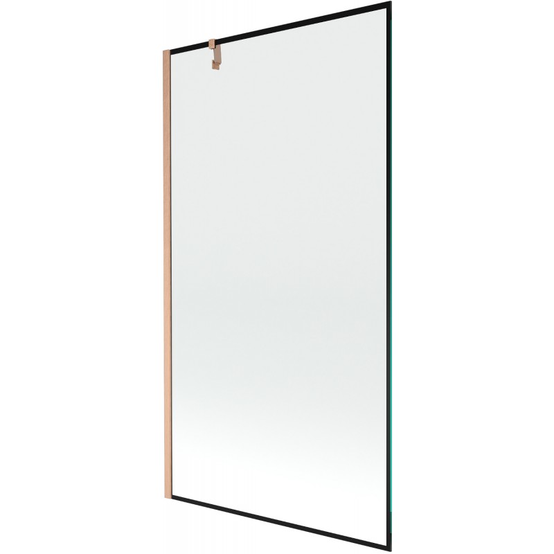 Mexen Next vaňová zástena 1-krídlová 100 x 150 cm, čierny vzor, brúsená meď - 895-100-000-00-70-65