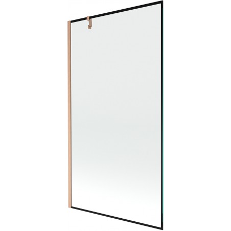 Mexen Next vaňová zástena 1-krídlová 100 x 150 cm, čierny vzor, brúsená meď - 895-100-000-00-70-65