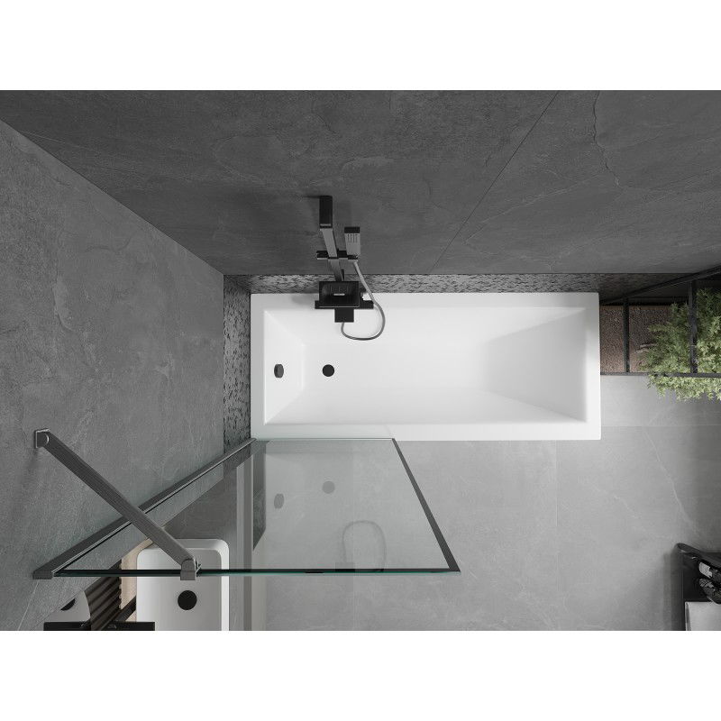 Mexen Next vanová zástena 1-krídlová 70 x 150 cm, čierny rám, brúsený gun gray - 895-070-000-00-70-66