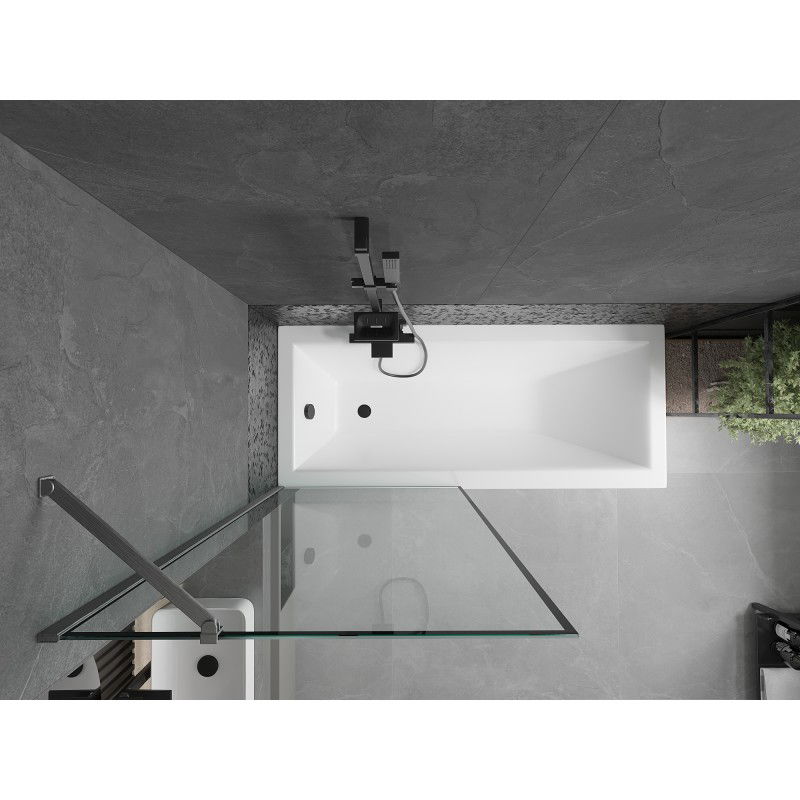 Mexen Next vanová zástena 1-krídlová 80 x 150 cm, čierny rám, gun gray brúsený - 895-080-000-00-70-66