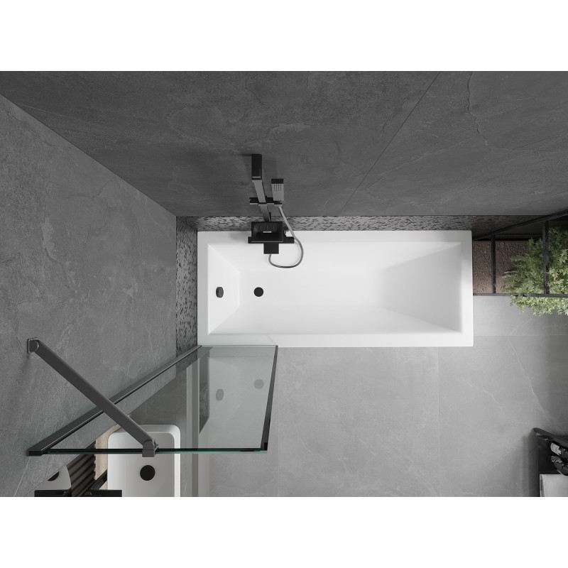 Mexen Next jednokrídlové vaňové zásteny 50 x 150 cm, čierny rám, gun metal - 895-050-000-00-70-95