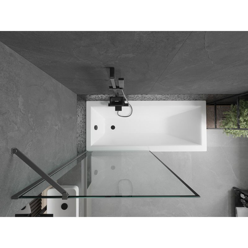 Mexen Next vanová zástena 1-krídlová 90 x 150 cm, čierny rámik, gun metal - 895-090-000-00-70-95