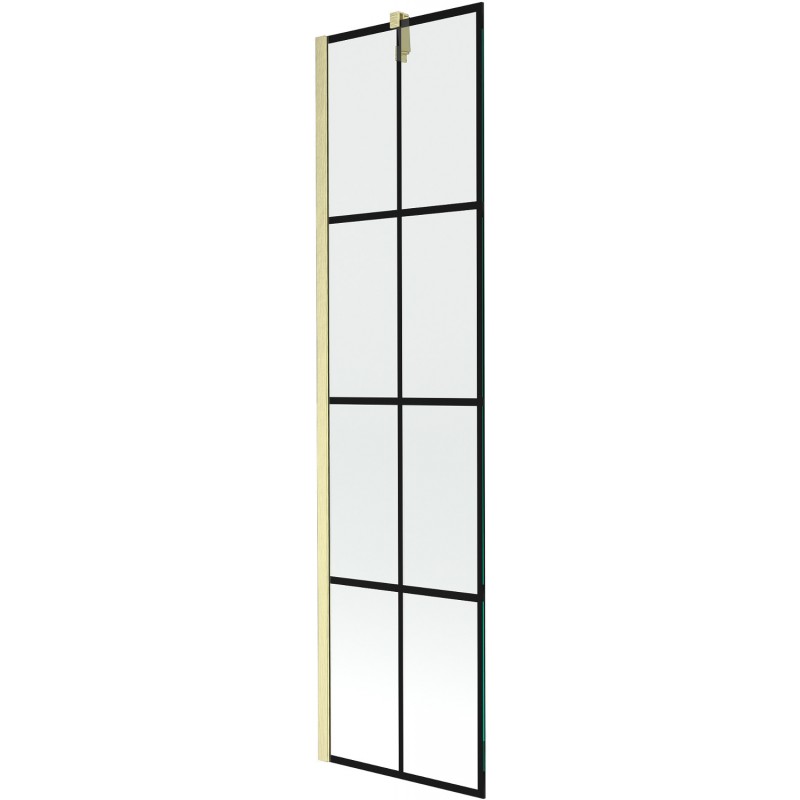 Mexen Next vaňová zástena jednodielna 50 x 150 cm, čierny vzor, zlatá brúsená - 895-050-000-00-77-55