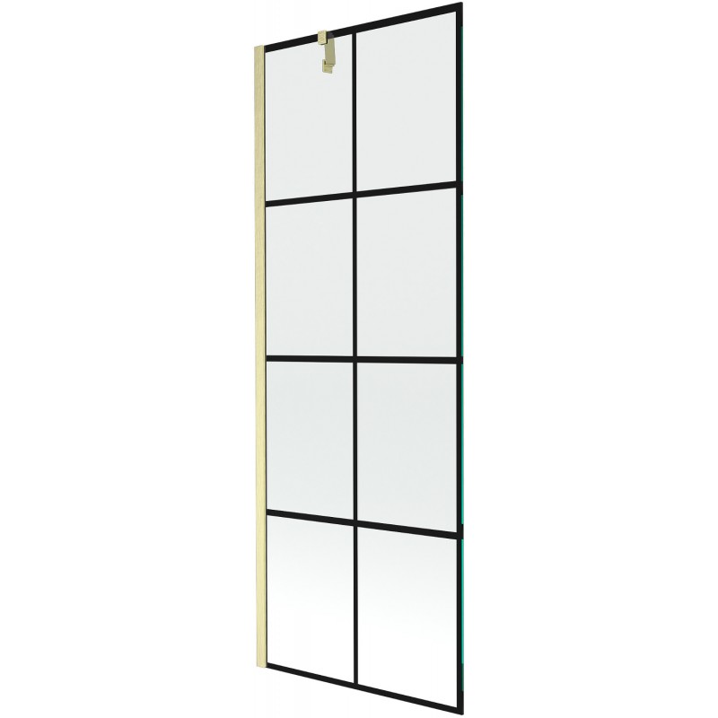 Mexen Next vaňová sprcha, 1-krídlová 70 x 150 cm, čierny vzor, zlatý kartáčovaný - 895-070-000-00-77-55