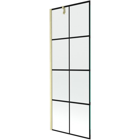 Mexen Next vaňová sprcha, 1-krídlová 70 x 150 cm, čierny vzor, zlatý kartáčovaný - 895-070-000-00-77-55