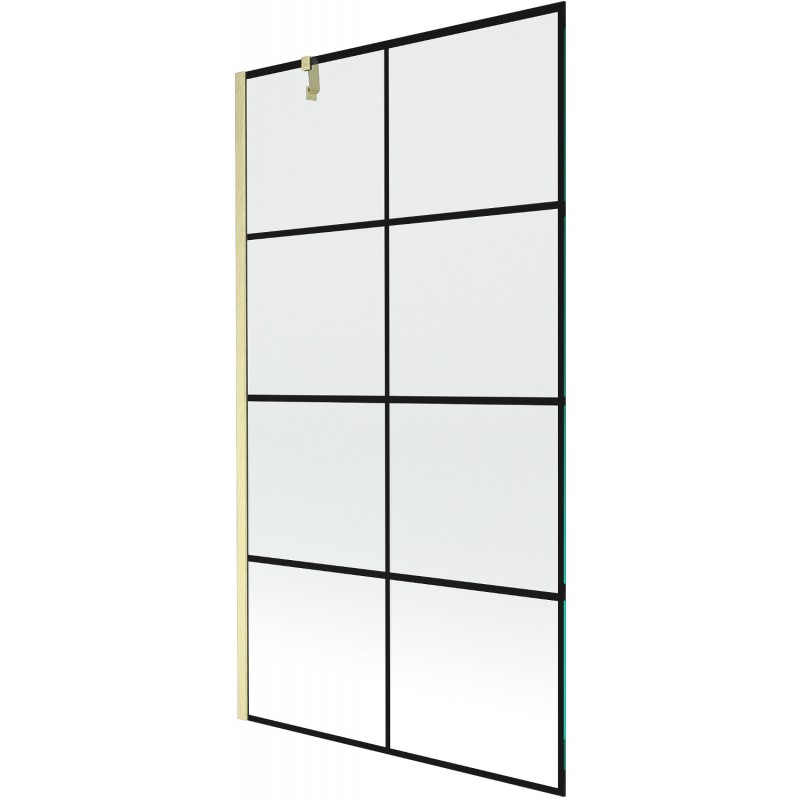 Mexen Next sprchovací panel 1-krídlový 100 x 150 cm, čierny vzor, zlatý brúsený - 895-100-000-00-77-55
