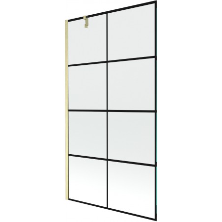 Mexen Next sprchovací panel 1-krídlový 100 x 150 cm, čierny vzor, zlatý brúsený - 895-100-000-00-77-55