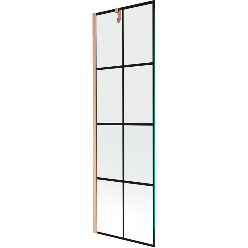 Mexen Next vaňová zástena 1-krídlová 60 x 150 cm, čierny vzor, kartáčovaná meď - 895-060-000-00-77-65