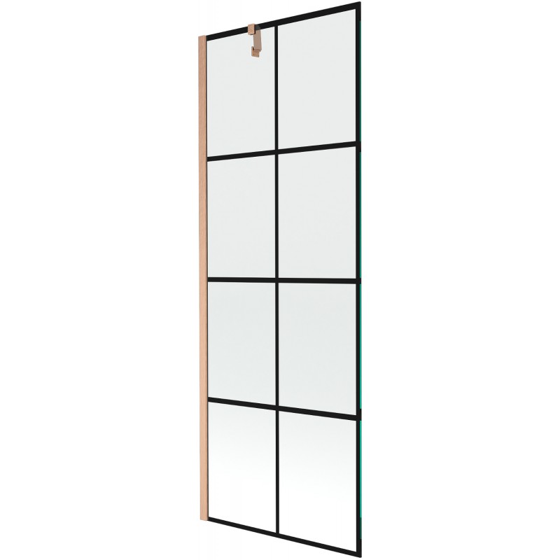 Mexen Next vaňová zástena 1-krídlová 70 x 150 cm, čierny vzor, brúsená meď - 895-070-000-00-77-65