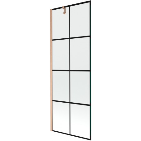 Mexen Next vaňová zástena 1-krídlová 70 x 150 cm, čierny vzor, brúsená meď - 895-070-000-00-77-65