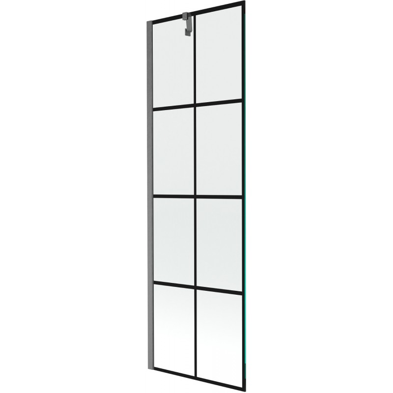 Mexen Next vaňová zábrana 1-krídlová 60 x 150 cm, čierna kocka, kartáčovaná gun gray - 895-060-000-00-77-66