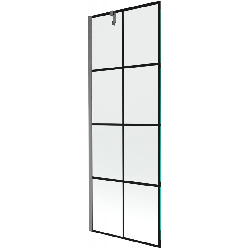 Mexen Next vanová zástena 1-krídlová 70 x 150 cm, čierna mriežka, brúsený gun gray - 895-070-000-00-77-66