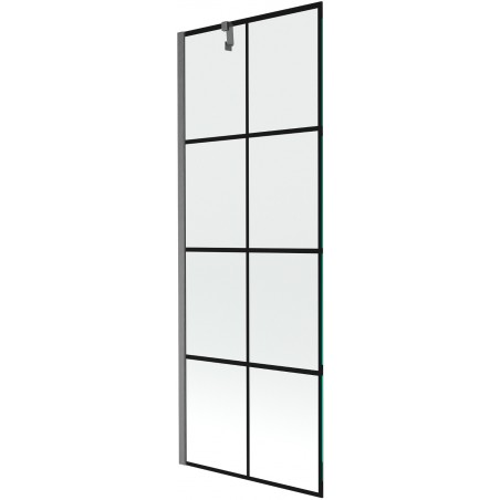 Mexen Next vanová zástena 1-krídlová 70 x 150 cm, čierna mriežka, brúsený gun gray - 895-070-000-00-77-66