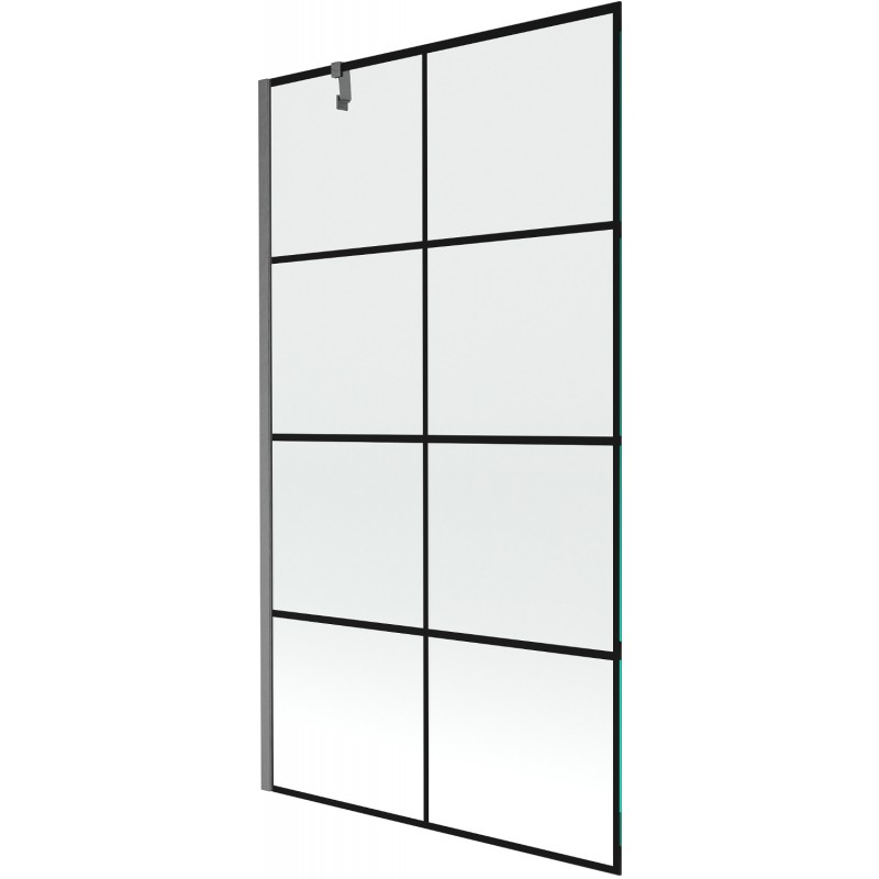 Mexen Next vaňová zástenka 1-krídlová 100 x 150 cm, čierna mriežka, gun gray leštená - 895-100-000-00-77-66